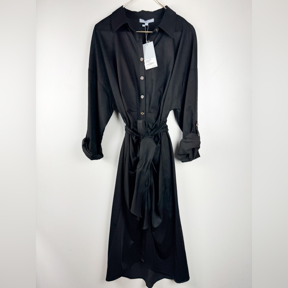 NEW Antonio Melani Roxanne Midi Dress Black Tie Waist Quiet Luxury, Professional - Picture 2 of 6